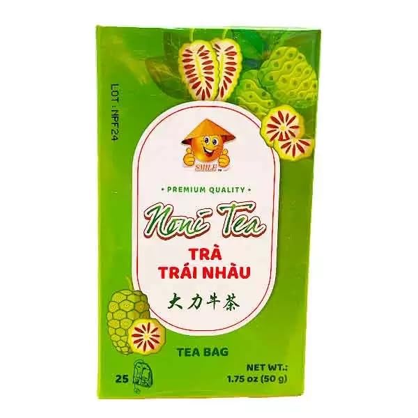 Smile Premium Quality Vietnamese Trà Trái Nhàu Tea, 25 Tea Bags, 1.75 oz / 50 g (Noni Tea)