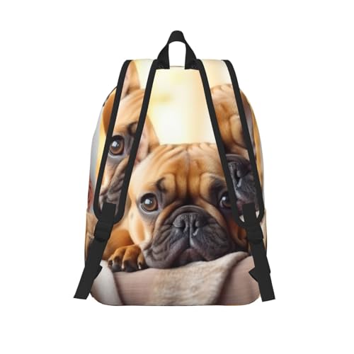 Mochila para laptop espaciosa de mujer con bulldog francés 3