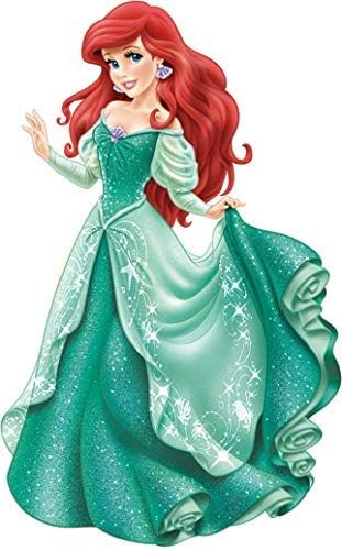 JEEBOX - Calcomanía de Ariel con purpurina brillante de 9 pulgadas, diseño de princesas y sirenas de Disney, diseño de princesas, decoración del