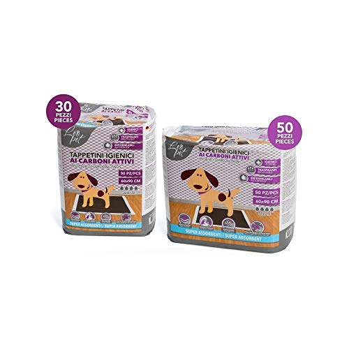 Leopet Tappetino igienico assorebente ai Carboni Attivi 90x60 cm (50 Pezzi)