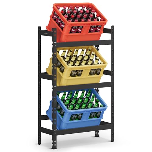 SONGMICS Getränkekistenregal, für 3 Getränkekisten, 3 Ebenen, Jede Ebene bis 30 kg belastbar, Getränkeregal,Bierkistenregal, Stahl, Kistenständer, Wasserkistenregal, tintenschwarz GYL001B01
