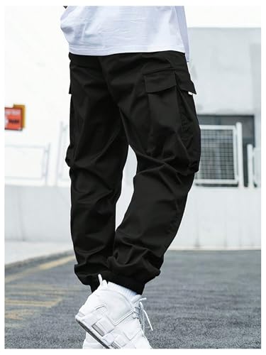 Boy's Cargo Pants Drawstring Waist Casual Long Pants Workout Sports Loose Jogger Pants with Pocket2