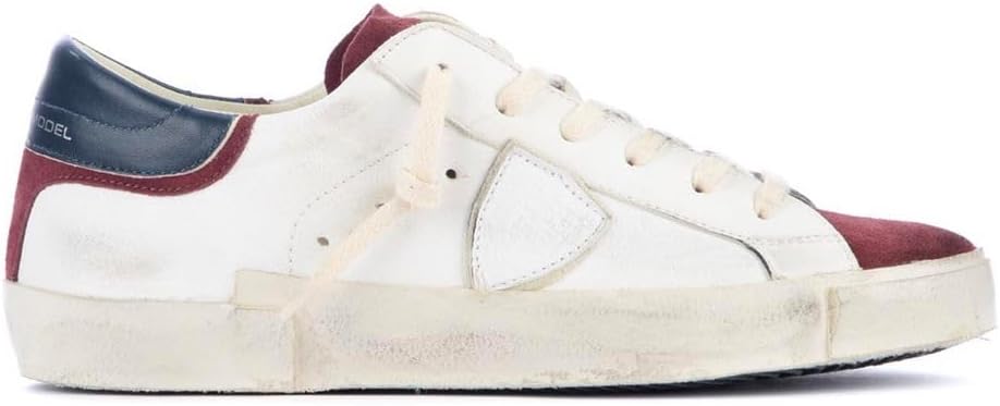 Philippe Model Paris X Sneaker in Leather White and Red Bordeaux, Size: 040