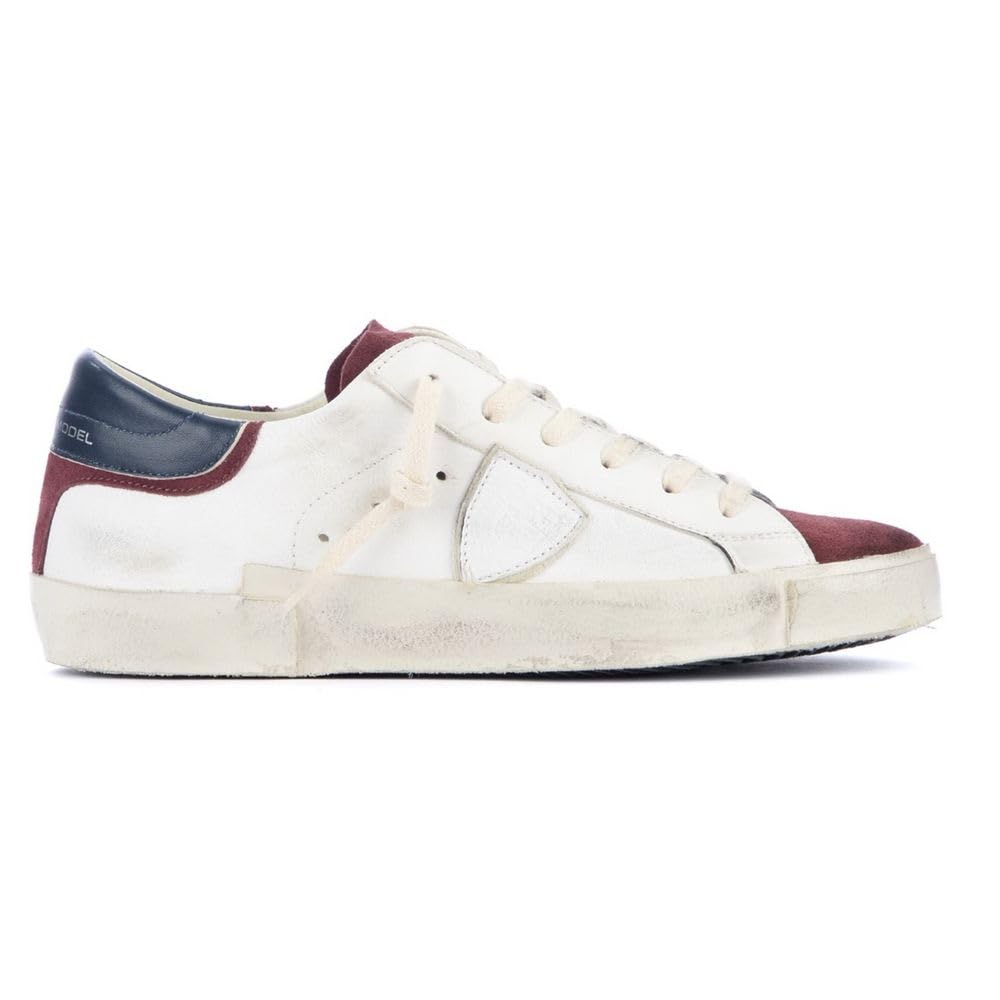 Philippe Model Paris X Sneaker in Leather White and Red Bordeaux, Size: 040