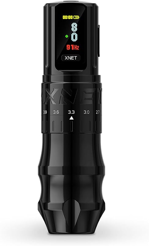 XNET Bestia Máquina de Tatuagem Rotativa sem Fio com Curso Ajustável, Bateria de 2400 mAh, Tela Colorida e Motor Coreless, Preta