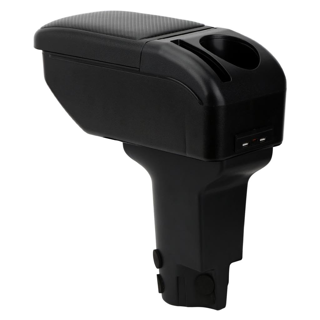 ZENVI Repose-bras Compatible with Fiat 500 Accoudoirs 2016-2024 Console Centrale Accoudoir Bicouche Espace Rangement Peut Etre Utilise Comme Coudiere Pour Conducteur（Style fibre carbone）