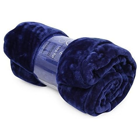 Papa Jones Ltd Luxury Faux Fake Fur Mink Throw Sofa Bed Blanket - 3 Sizes (Medium/Large/XL) Double (150 x 200 cm), Blue Cover