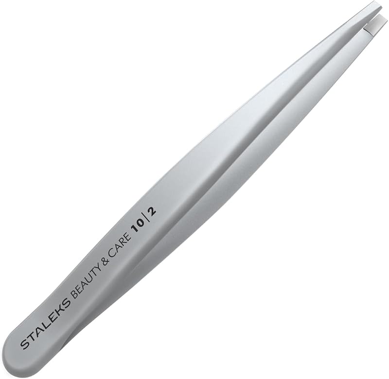 Pinça Staleks BEAUTY & CARE com pontas retas estreitas, prata