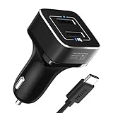 YCCTEAM Car Charger for Switch, 5V/4.8A Dual USB Port QC3.0 High Speed Car Charger Compatible with Switch and Switch Lite with 6.6FT Type C Cable - Black