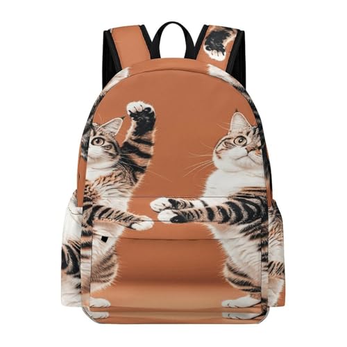 Backpack for Travel, Two Cats Dancing Print Print Modern Backpack Shoulder Bag