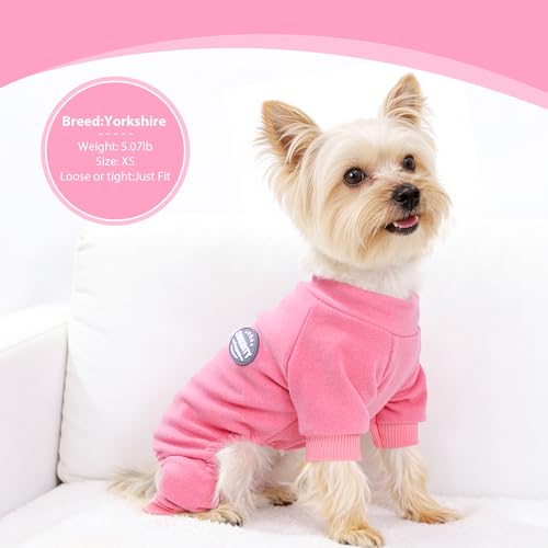 Dog Sweater Dog Pajamas for Small Dogs Girl Boy Winter Warm Soft Puppy Pjs Stretchy Jumpsuit Doggie Pet Clothes Outfits XXS~L (Rose, XX-Small) - Image 4