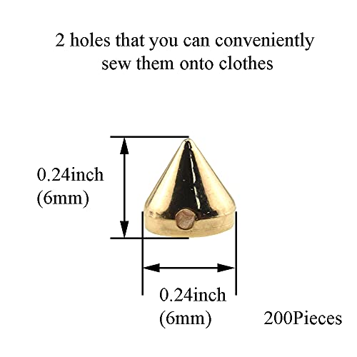 Yadaland 6X5.8Mm Acrylic Bullet Rivets Burnished Coating Easy Glued Sew On Plastic Spikes Cone Conical Shape Multi-Function Gold 200 Pcs For Crafts Arts Jewelry Jackets Bags Shoes Embellishment #TOP1