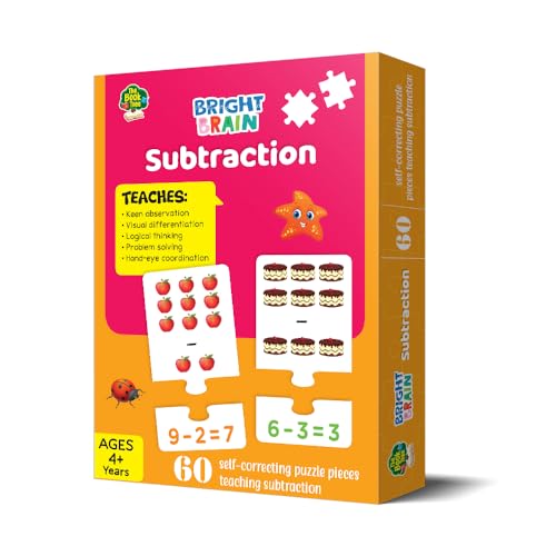 Image of Bright Brain Subtraction Puzzle for Kids - 60 Self-Correcting Pieces | Math Learning Game for Preschoolers | Educational Toy for Early Math Skills | Ages 4+ by Majestic Book Club