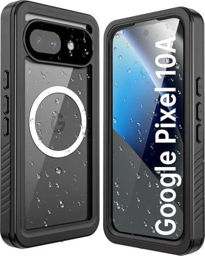 Miimall for Google Pixel 10A Case Waterproof, Compatible with MagSafe, IP68 Waterproof, 360°Full Body Protection Shockproof Protective Rugged Pixel 10A Case Tempered Glass Screen Protector, Black