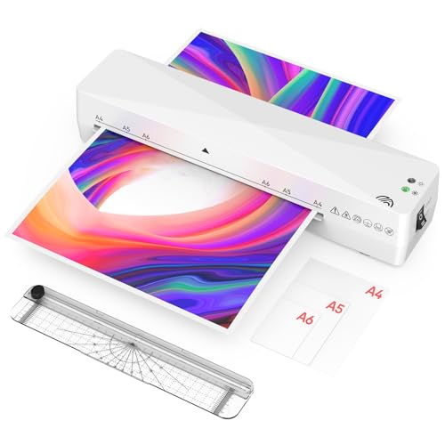 Kejector A4 Laminator, Thermal Laminator Machine for Hot and Cold with 20 Laminating Pouches, Paper Cutter, Fast Warm Up, No Bubbles for Home Office School Use