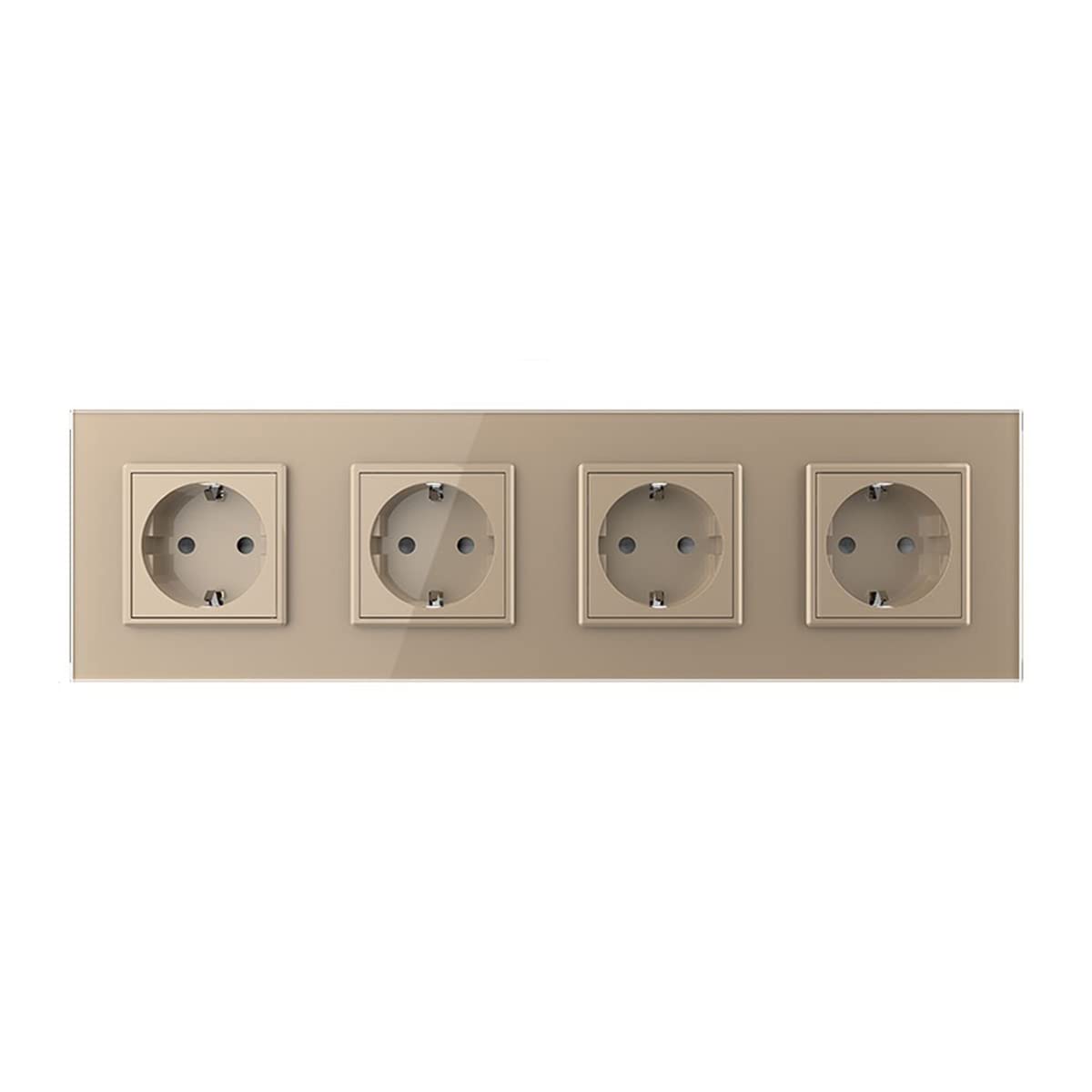 LIVOLO Steckdose Glasrahmen 4 Fach VL-C7C4EU-13 Gold Schutzkontakt mit Kindersicherung Panel aus Kristallglas EU Standard Wandsteckdose