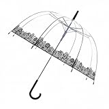 Clear Lace Umbrella with Black Hook Handle – Windproof Fashion Dome Umbrella for Women