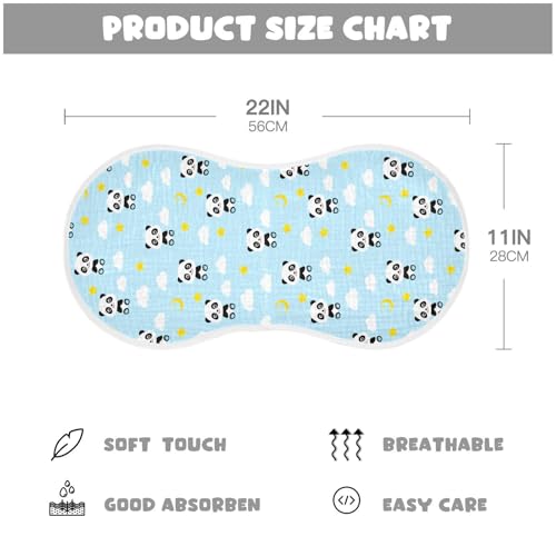 Adorable Pandas Pattern Muslin Burp Cloths for Baby 4-Layer Absorbent Cotton Large 22" x 11" Soft Spit Up Rags for Newborns Boys Girls, 4 Pack2