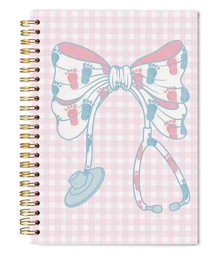 WNAGT Labor and Delivery Nurse Gifts Spiral Notebook 5.5x8.3, NICU Pediatric Neonatal Nurse Obgyn Gifts, Nursing Medical Office Supplies for Work, Coquette Stethoscope Bow Medical Journaling Notebooks