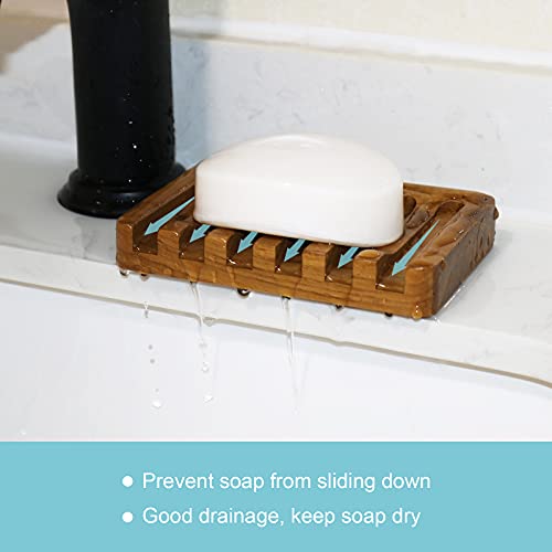 Htb SOAP DISH With Slanted Waterfall Design By Htb, Bar Soap Holder Teak Wood, Soap Saver For Shower, Bathroom thumb #2