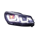 Pacum Auto Styling Kopf Lampe Kompatibel for VW Golf 6 Scheinwerfer 2009-2012 Dynamische Signal Golf6 DRL Hid Angel Eye bi Xenon Strahl Zubehör (Color : Headlight-X)