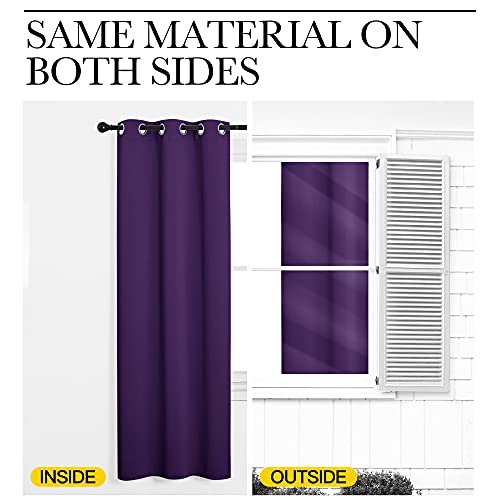 Image of NICETOWN Kitchen Short Blackout Curtains, Home Decoration Thermal Insulated Solid Ring Top Blackout Curtains /Drapes for Bedroom(Set of 2, 42 x 68 Inch, Royal Purple)