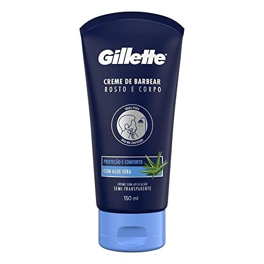 Gillette Creme de Barbear Rosto e Corpo com Aloe Vera, Ideal para Barbear com um Aparelho de Barbear no Chuveiro 150mL