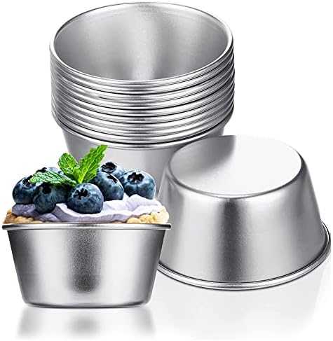 Pokhdye 12 Pieces Individual Molds Pudding Molds Cups Mini Molten Pans Non-Stick Cupcake Cake Cookie Pudding Mold