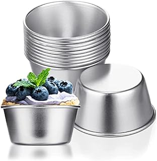 Pokhdye 12 Pieces Individual Molds Pudding Molds Cups Mini Molten Pans Non-Stick Cupcake Cake Cookie Pudding Mold