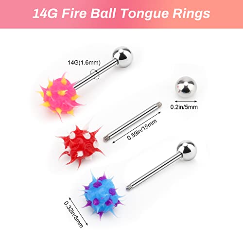 CrazyPiercing 10pcs Surgical Steel Spiky Acrylic Fire Tongue Nipple Ear Rings Bar Barbell Stud Piercing2