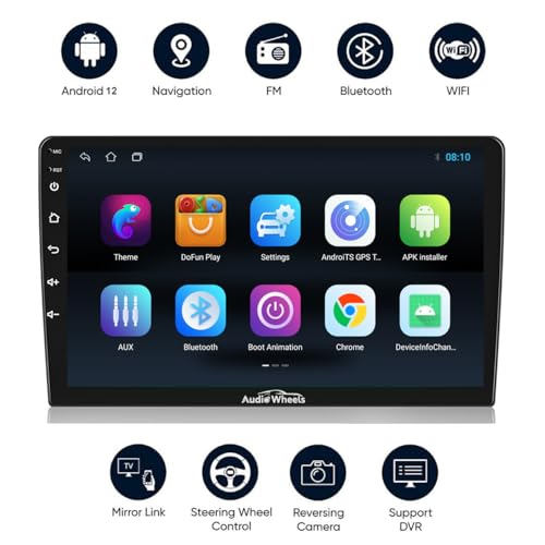 Image of Audio Wheels TS-7 Android Car Stereo with 2GB /32GB RAM & ROM Touch Screen Car Radio /BT /GPS Navigation Car Multimedia Audio and Video Player (10 Inch Android Screen)