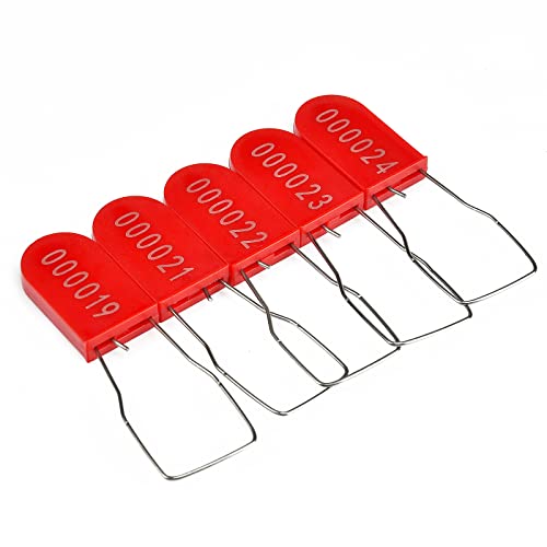 Image of 100PCS Plastic Padlock Security Seals Metal Wire Padlocks Electric Meter Seal Disposable Anti-Tamper Lock Numbered Anti Tamper Tag Hasps Red (Pack of 2)