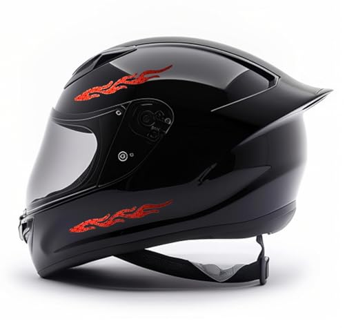 Image of customTAYLOR33 High-Intensity Grade Premium Reflective Tribal Flame Helmet Decals, Motorcycle Safety Sticker Decals (Red)