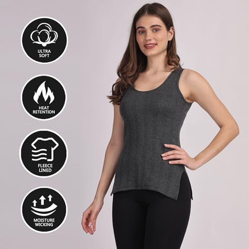 Image of FF Women's Thermal Scoop Neck Cami Tank Tops, Ultra Soft Fleece Lined Camisole, Winter Warm Underwear Top