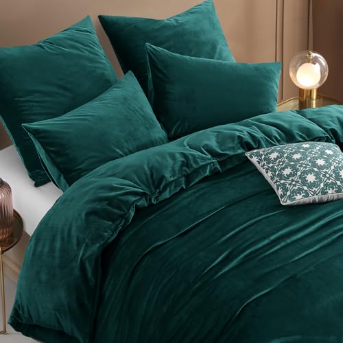 RUIKASI Flanell Winter Bettwäsche 135x200 Dunkelgrün Warm WinterBettwäsche – Ansicht 4