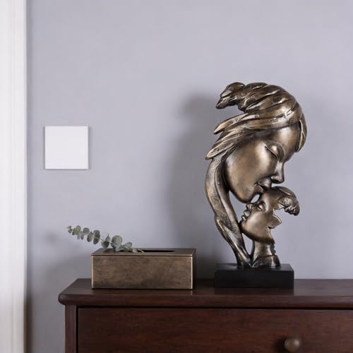 Estatua Abstracta Madre Besando a Hijo en Resina Bronce miniatura 7