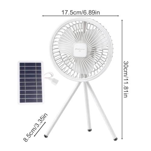 Ventilador solar de mesa con trípode y luz LED integrada para camping 6