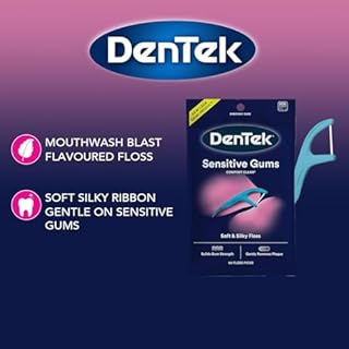 DenTek Comfort Clean Sensitive Gums Floss Picks, Soft & Silky Ribbon Floss, Gentle on Teeth and Sensitive Gums (150 Picks)