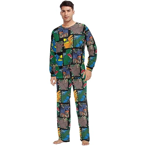Unisex Pajama Set Cartoon Dinosaur Family Matching Long Sleeve 2 Piece Sleep Lounge Set for Men & Women2