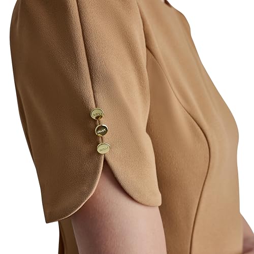 Image of DKNY Women's Button Short Sleeve Fit and Flare Dress