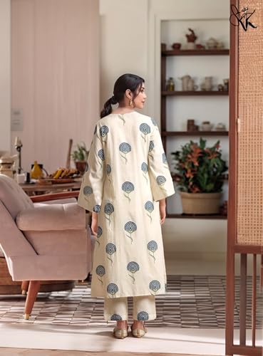 Image of ANNI Designer Women Rayon Viscose Regular Fit Printed Straight Kurta with Pant