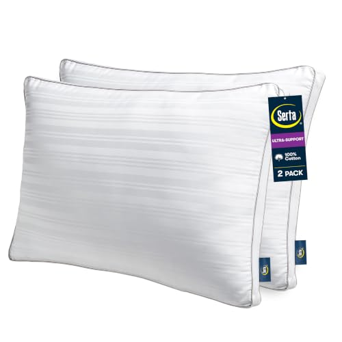 Serta Down Illusion Ultra Support Cotton Pillows, Standard/Queen (2 Pack)