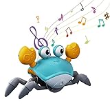 REGALO PERFECTO: El cangrejo se mueve a mayor velocidad con efectos de luz LED y música alegre, haciendo que los niños lo persigan alegremente. Es un gran regalo de Navidad de cumpleaños para niños pequeños.