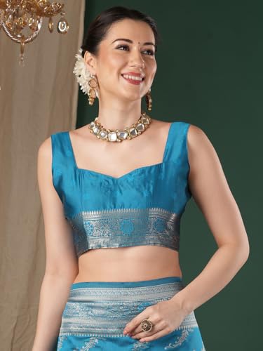 Image of AKHILAM Women's Kanjivaram Woven Soft Silk Saree With Blouse Piece