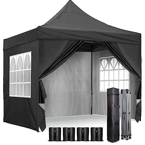 Pop Up Gazebo, Heavy Duty Premium Gazebo with 4 Sides, Weatherproof, UV-Resistant, Easy-Assembly, Portable with Storage Bag, Ideal for Garden, Patio, and Events (Grey)