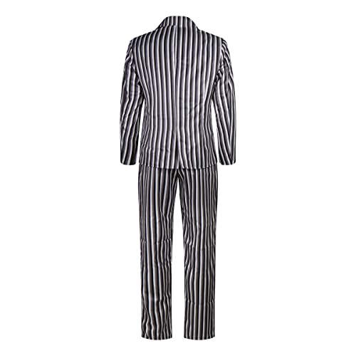 Gomez Addams Costume Mens Gangster Stripe Blazer Pants Shirt Necktie Halloween Family Suit For Men L #TOP3
