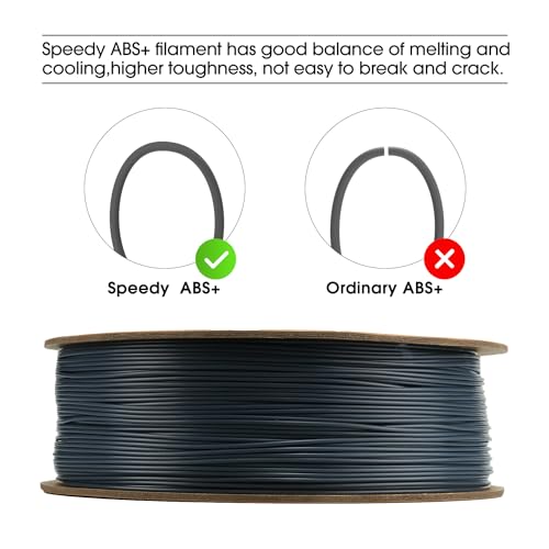 Image of eSUN High Speed ABS+ Filament 1.75mm, Excellent Layer Adhesion 3D Printer Filament Speedy ABS Plus for Fast Printing, 1KG Spool (2.2 LBS) 3D Printing Filament for 3D Printers, Grey