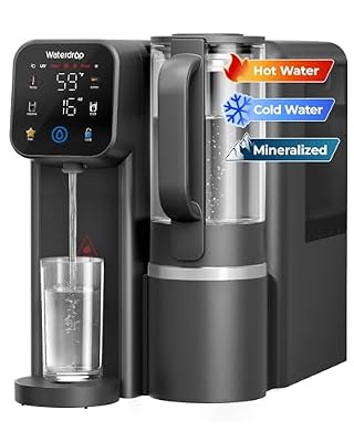 Waterdrop M6CG Cold and Hot Reverse Osmosis System Countertop Water Filter, 8-Stage Mineralization, NSF/ANSI 58 & 372 Certified, 3:1 Pure to Drain Ratio, 9 Temperature Options, Glass Pitcher, BPA-Free
