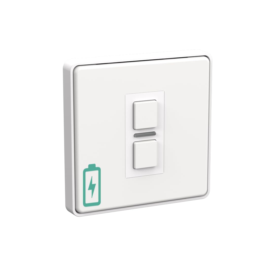 Lightwave Wire-Free Scene Selector (2 Button) White Metal - Battery Powered, Multi-Press Built-In