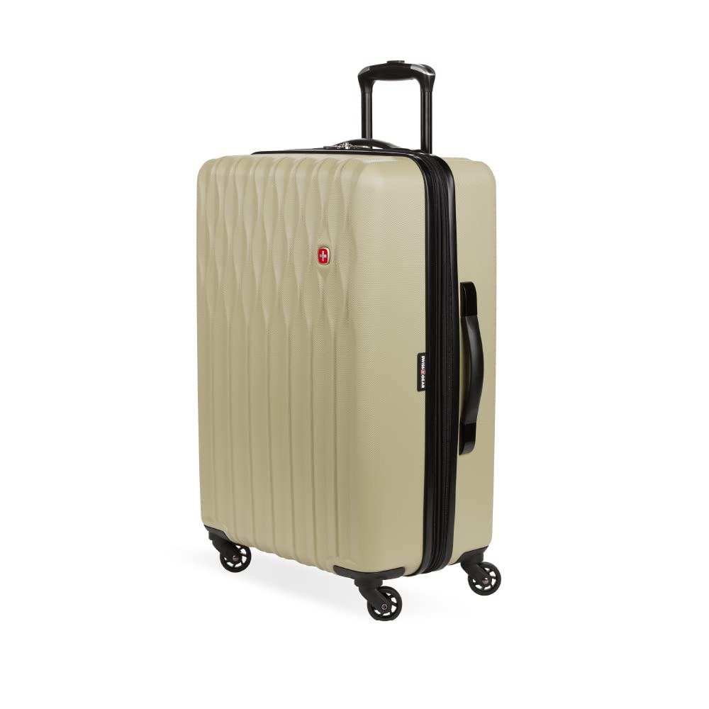 SwissGear 8018 Hardside Expandable Luggage with Spinner Wheels, Sand, Checked-Medium 24-Inch